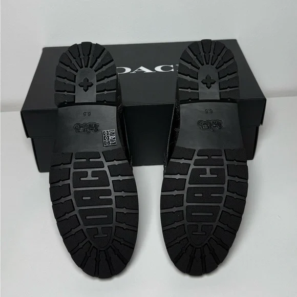 Coach NIB Metallic Silver Anthracite Jocelyn Crinkle Loafers - Picture 11 of 14